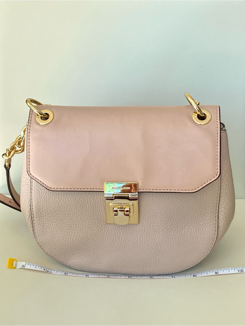 Michael Kors Cecelia Saddle Bag Pebbled Leather Blush Nude Crossbody Shoulder